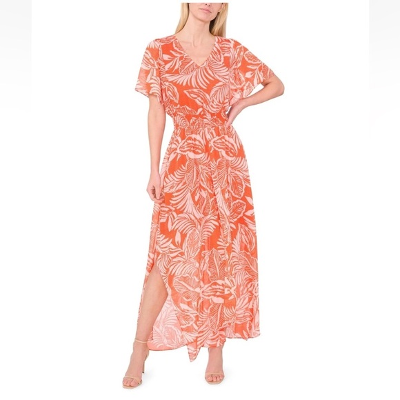 CeCe Dresses & Skirts - CECE v Neck smocked waist dress size Large, new with tags‎